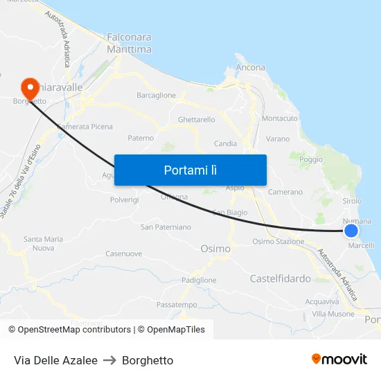 Via Delle Azalee to Borghetto map