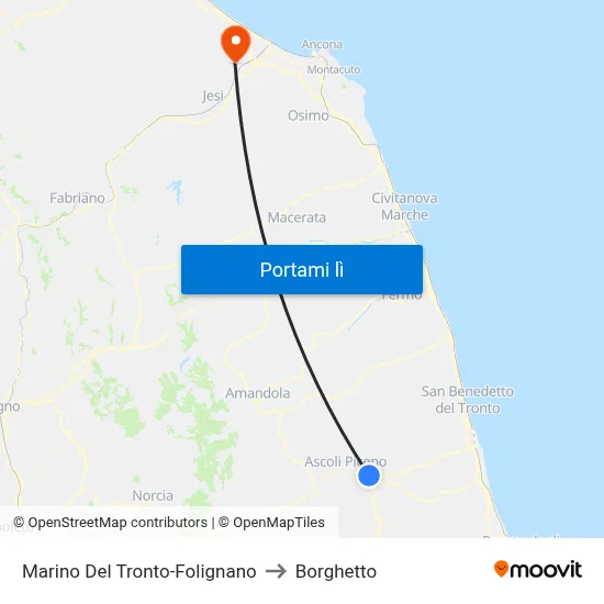 Marino Del Tronto-Folignano to Borghetto map