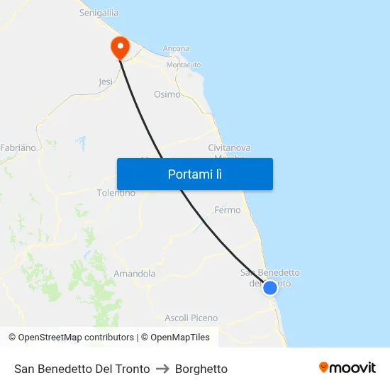 San Benedetto Del Tronto to Borghetto map