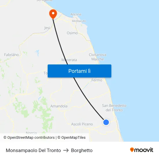 Monsampaolo Del Tronto to Borghetto map