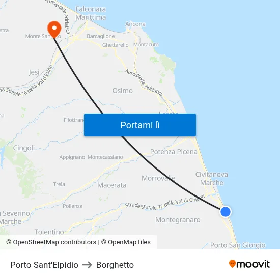 Porto Sant'Elpidio to Borghetto map