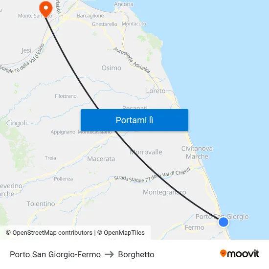 Porto San Giorgio-Fermo to Borghetto map