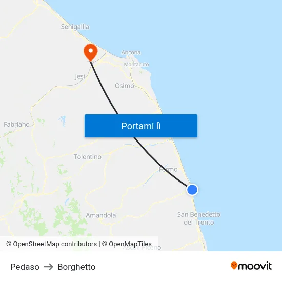 Pedaso to Borghetto map