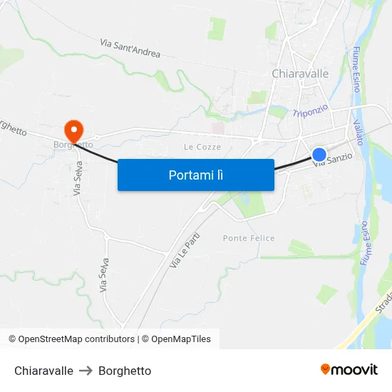 Chiaravalle to Borghetto map