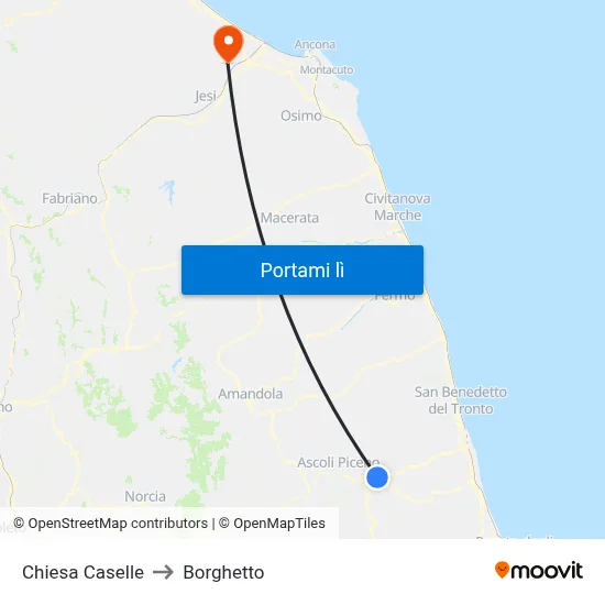 Chiesa Caselle to Borghetto map