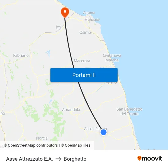 Asse Attrezzato E.A. to Borghetto map