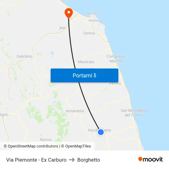 Via Piemonte - Ex Carburo to Borghetto map