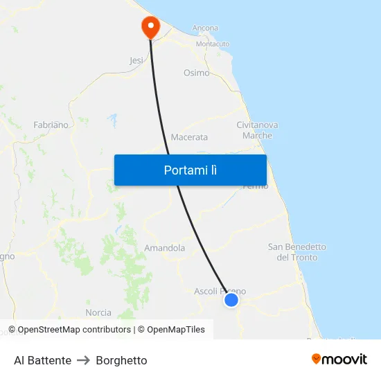 Al Battente to Borghetto map