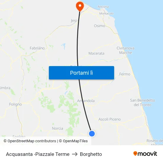 Acquasanta -Piazzale Terme to Borghetto map