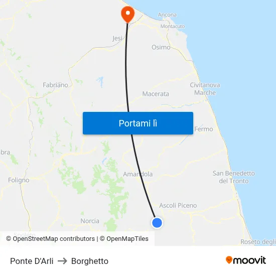 Ponte D'Arli to Borghetto map