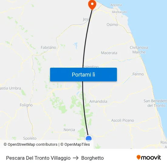 Pescara Del Tronto Villaggio to Borghetto map