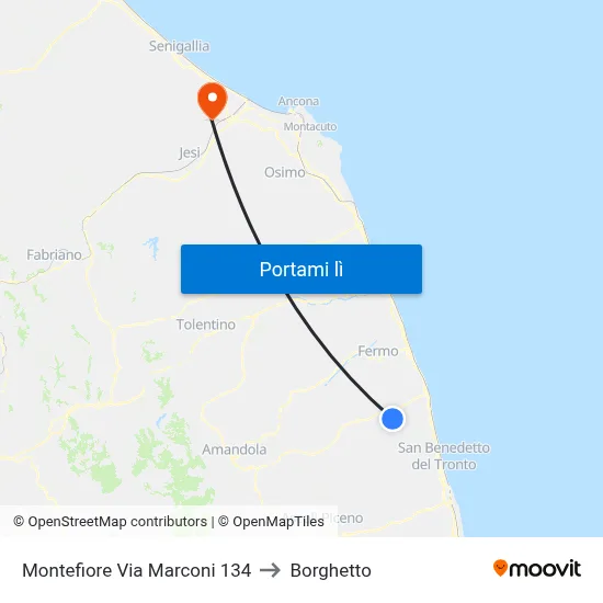 Montefiore Via Marconi 134 to Borghetto map