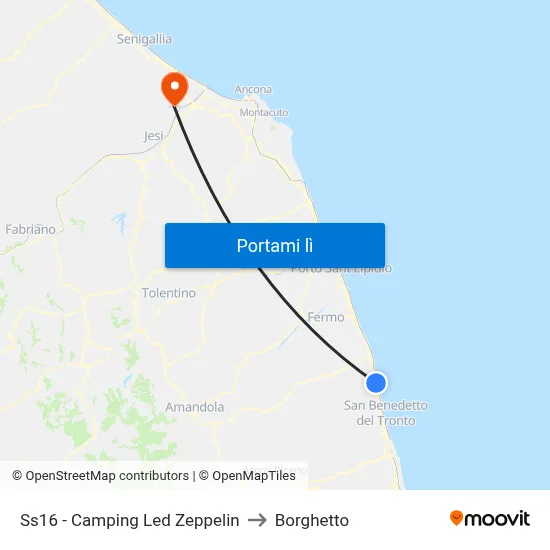 Ss16 - Camping Led Zeppelin to Borghetto map