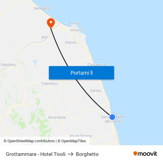 Grottammare - Hotel Tivoli to Borghetto map