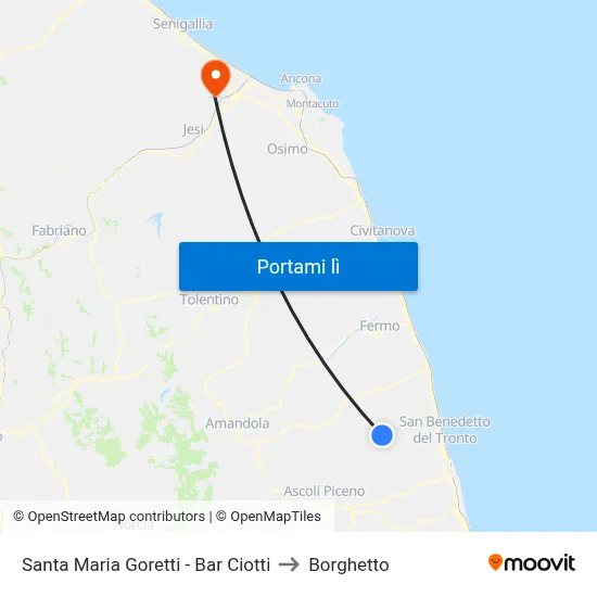 Santa Maria Goretti - Bar Ciotti to Borghetto map