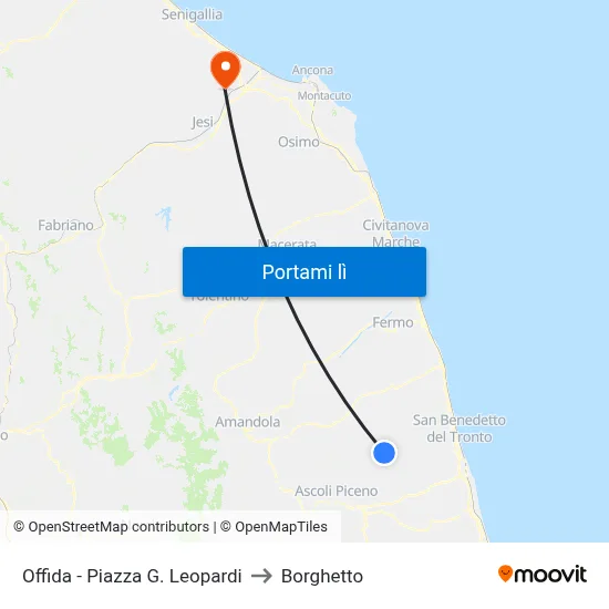 Offida - Piazza G. Leopardi to Borghetto map