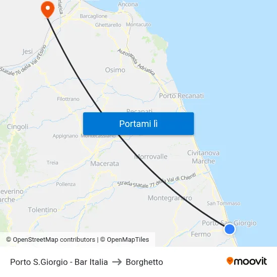Porto S.Giorgio - Bar Italia to Borghetto map