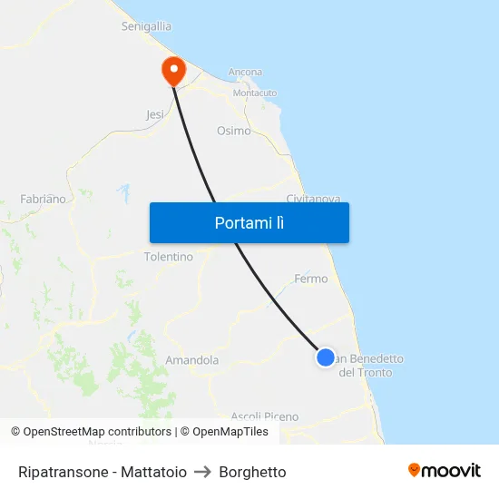 Ripatransone - Mattatoio to Borghetto map