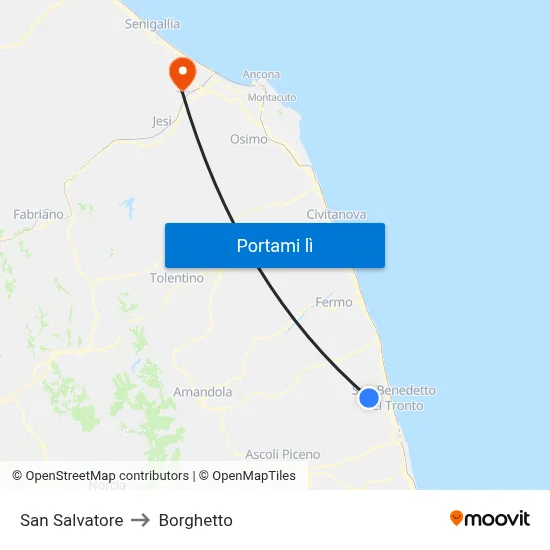 San Salvatore to Borghetto map