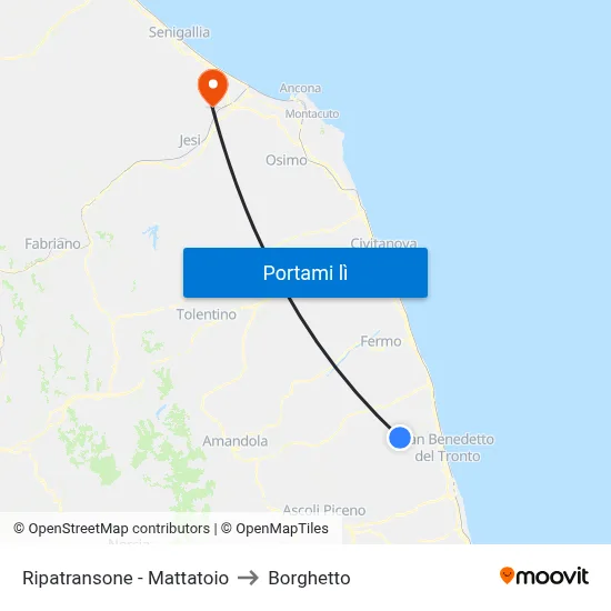 Ripatransone - Mattatoio to Borghetto map