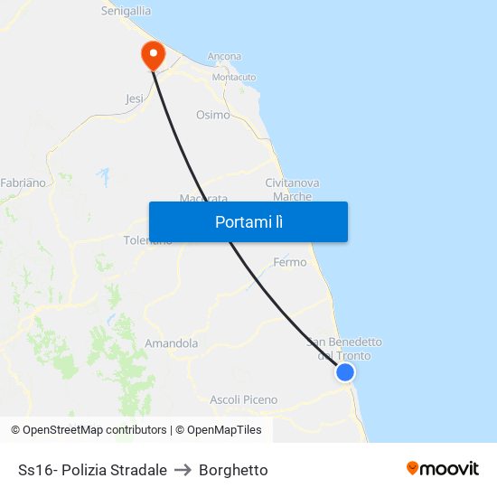 Ss16- Polizia Stradale to Borghetto map