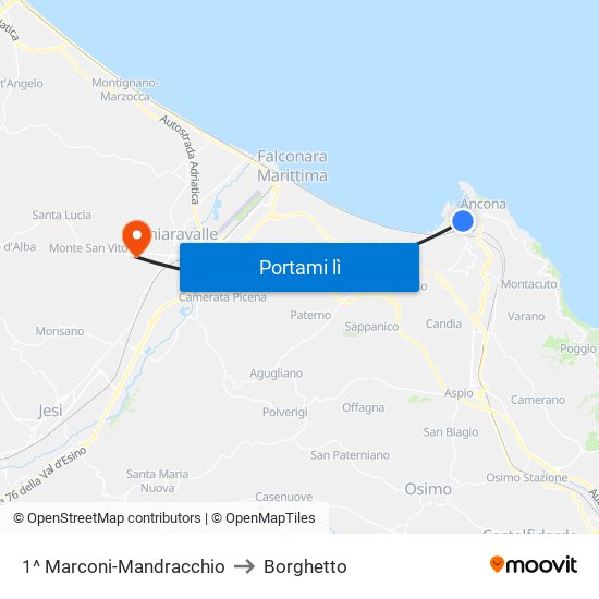 1^ Marconi-Mandracchio to Borghetto map