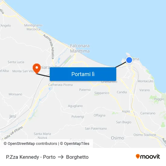 P.Zza Kennedy - Porto to Borghetto map