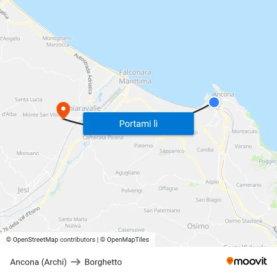 Ancona (Archi) to Borghetto map
