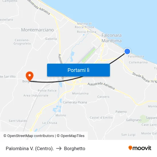 Palombina V. (Centro). to Borghetto map