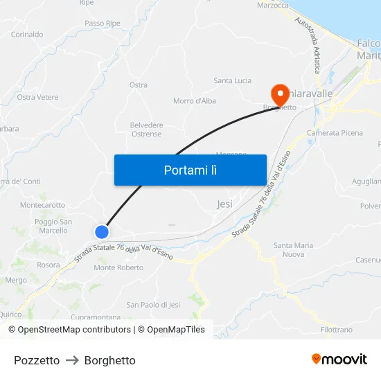Pozzetto to Borghetto map