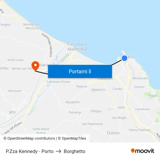 P.Zza Kennedy - Porto to Borghetto map