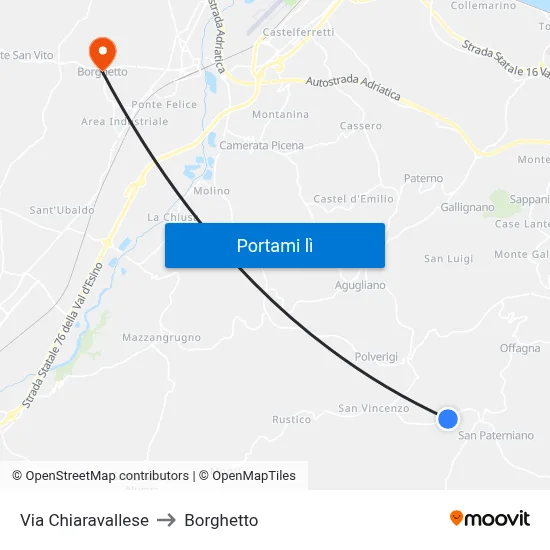 Via Chiaravallese to Borghetto map