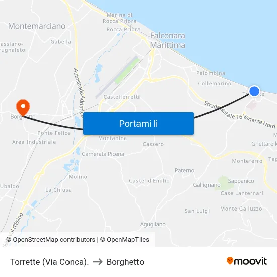 Torrette (Via Conca). to Borghetto map