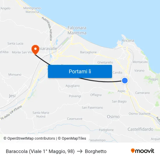 Baraccola (Viale 1° Maggio, 98) to Borghetto map