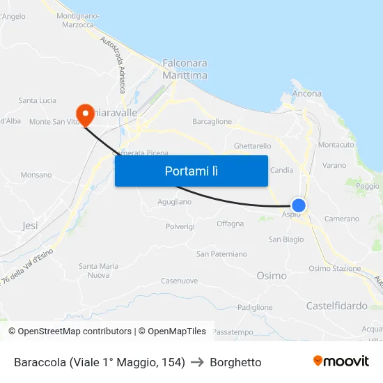 Baraccola (Viale 1° Maggio, 154) to Borghetto map