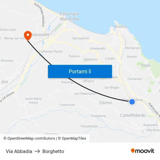 Via Abbadia to Borghetto map