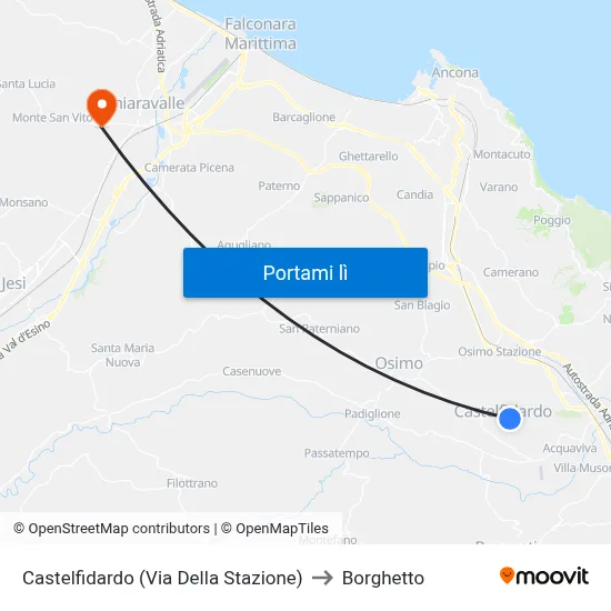 Castelfidardo (Via Della Stazione) to Borghetto map
