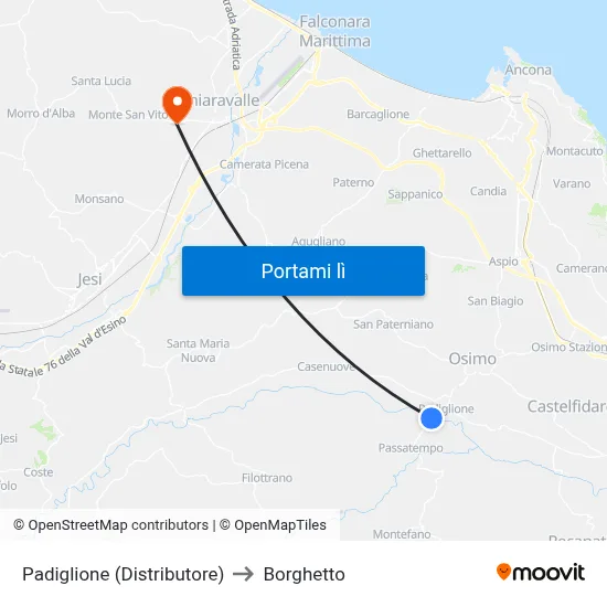 Padiglione (Distributore) to Borghetto map
