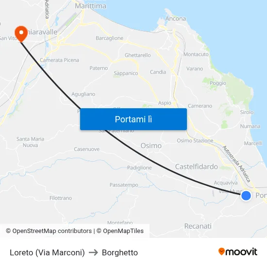 Loreto (Via Marconi) to Borghetto map