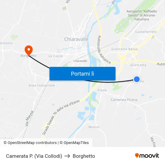 Camerata P. (Via Collodi) to Borghetto map
