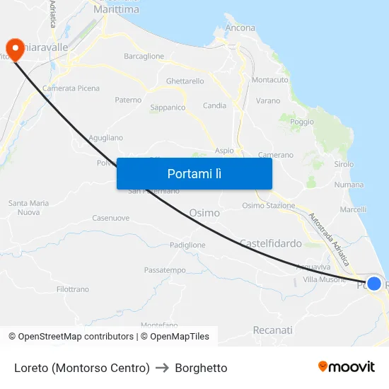 Loreto (Montorso Centro) to Borghetto map