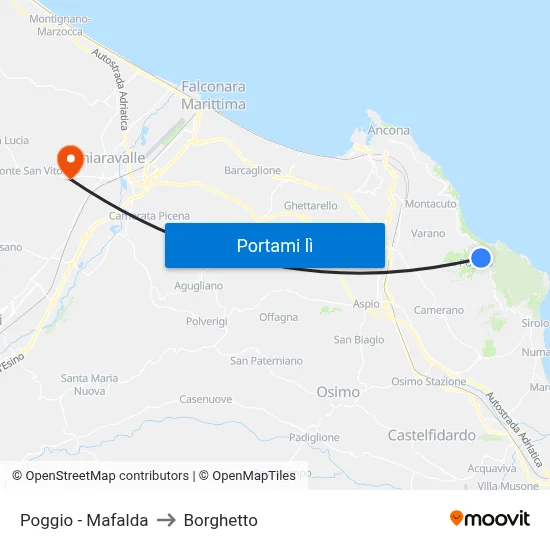 Poggio - Mafalda to Borghetto map