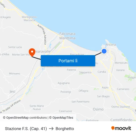 Stazione F.S. (Cap. 41) to Borghetto map