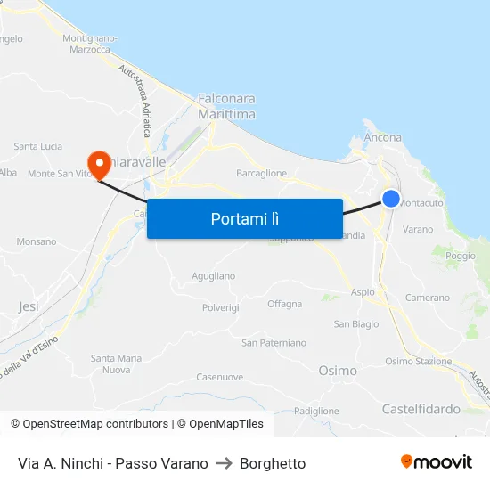 Via A. Ninchi - Passo Varano to Borghetto map
