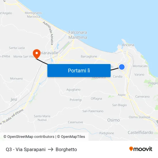 Q3 - Via Sparapani to Borghetto map