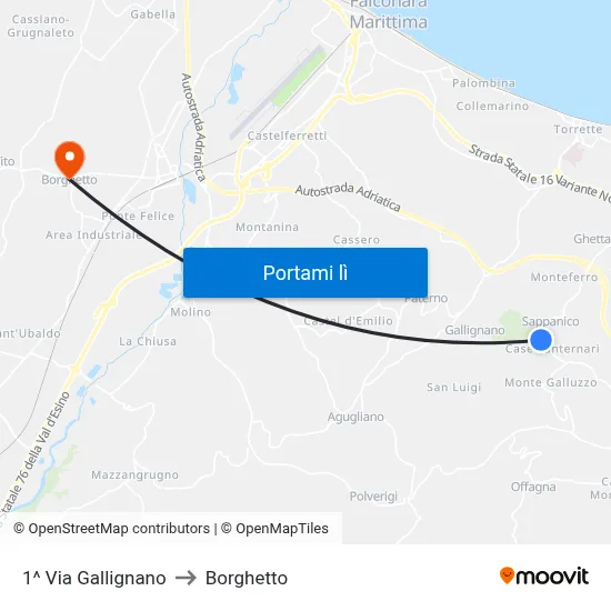 1^ Via Gallignano to Borghetto map