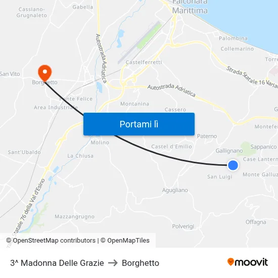 3^ Madonna Delle Grazie to Borghetto map