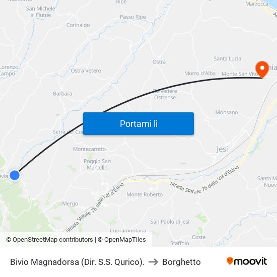 Bivio Magnadorsa (Dir. S.S. Qurico). to Borghetto map