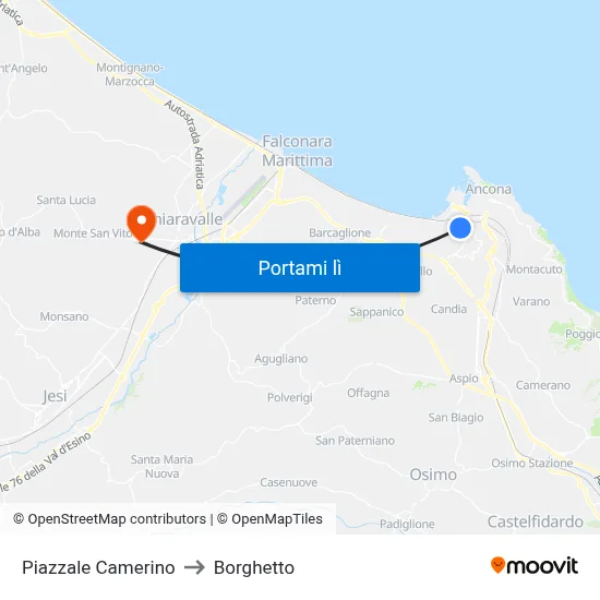 Piazzale Camerino to Borghetto map