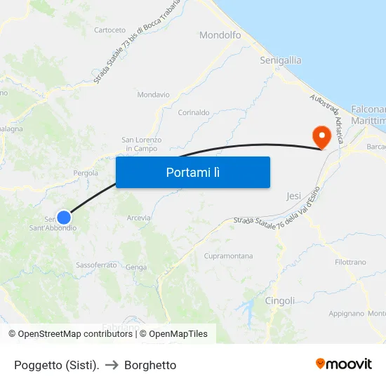 Poggetto (Sisti). to Borghetto map